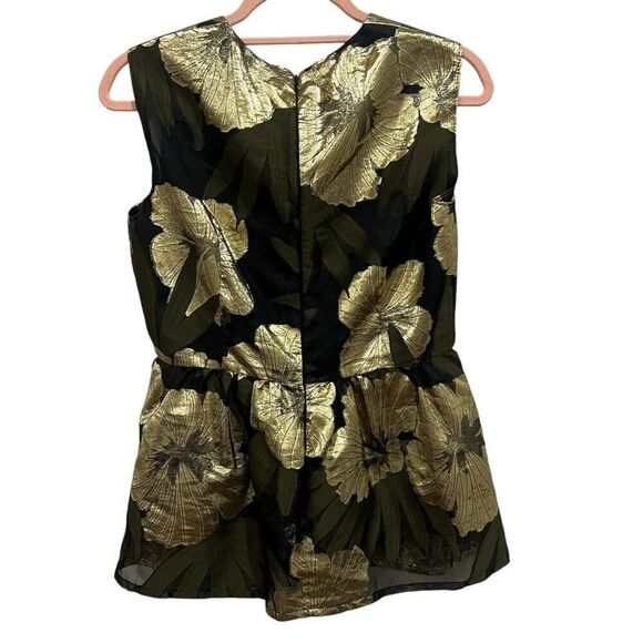 P.A.R.O.S.H. Black Gold Metallic Jacquard Sleeveless Peplum Top Size Small - Picture 3 of 7